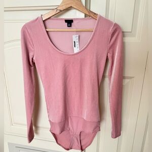 Pink velvet bodysuit